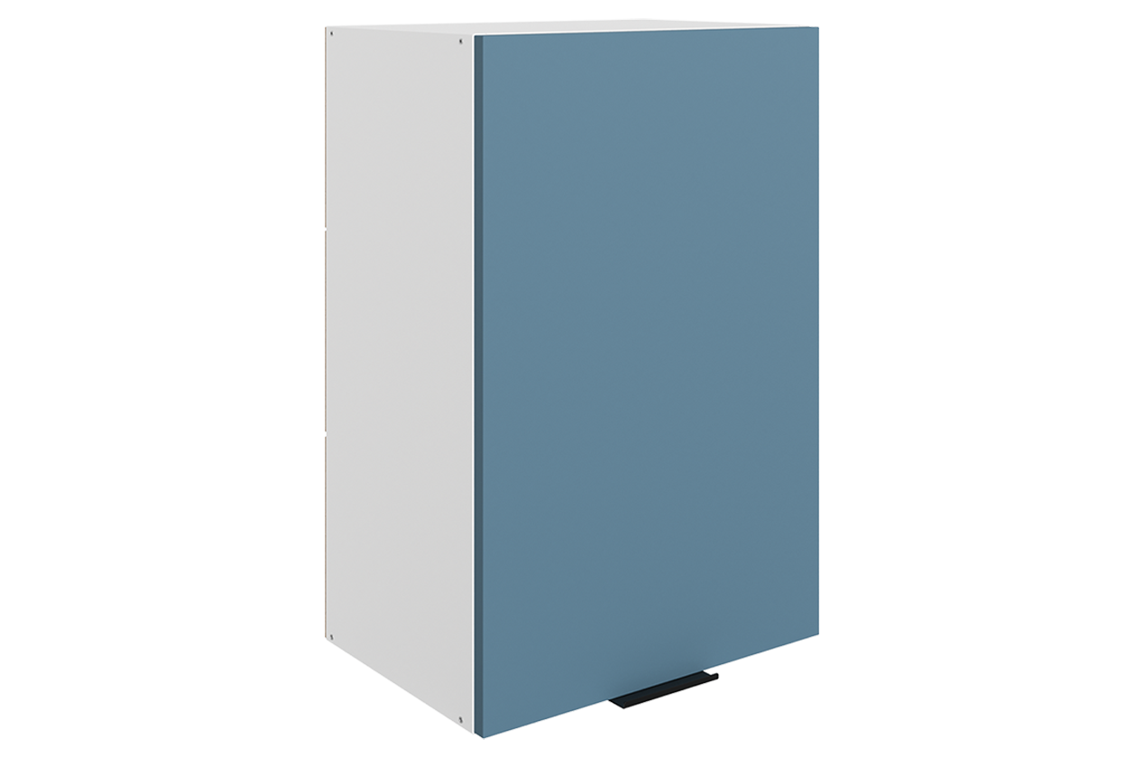 Стоун Шкаф навесной L450 Н720 (1 дв. гл.) (белый/изумруд софттач)