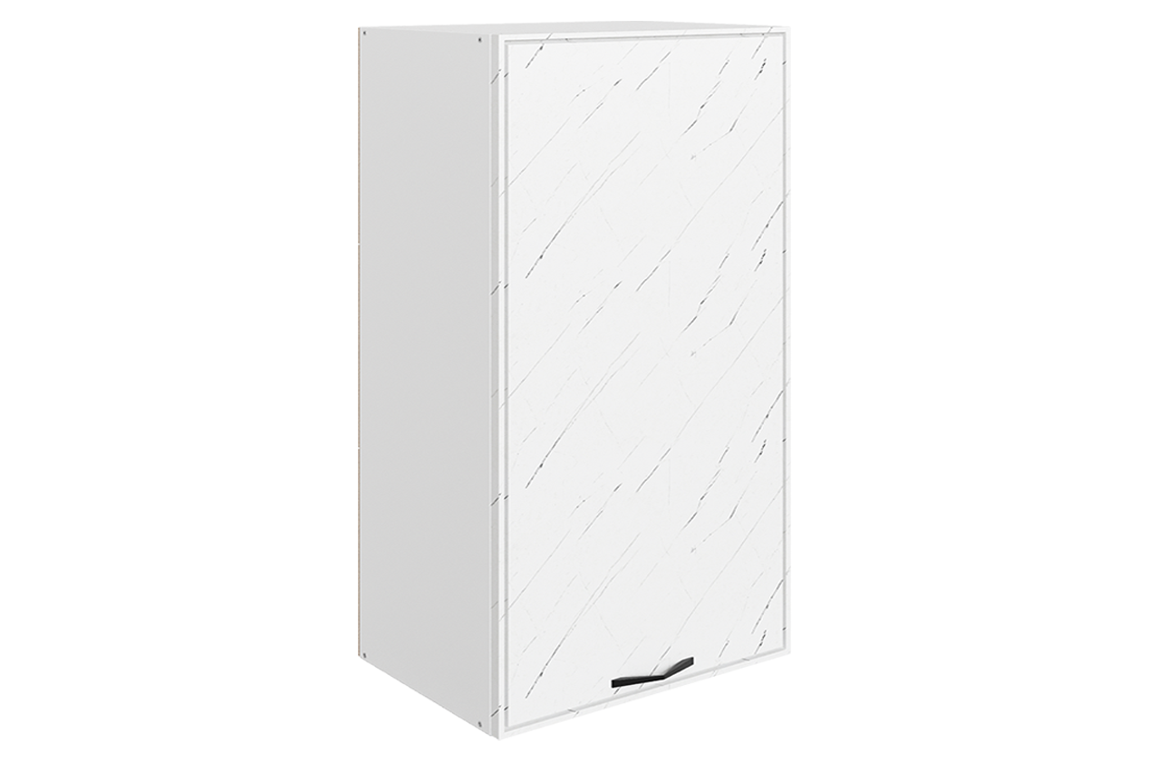 Монако Шкаф навесной L450 Н900 (1 дв. гл.) (белый/мрамор пилатус матовый)