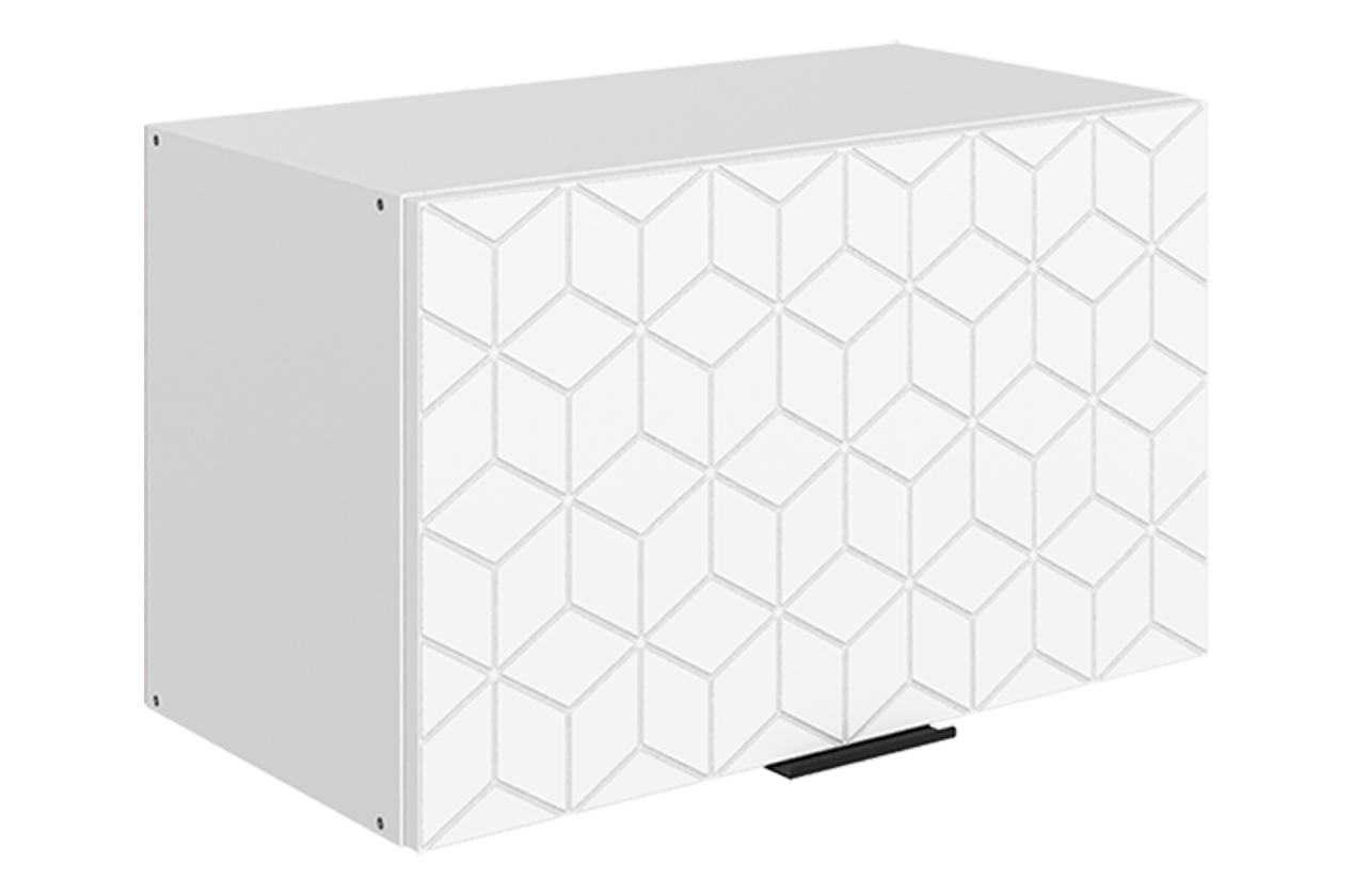 Стоун Шкаф навесной L600 Н360 (1 дв. гл.) с фрезеровкой (белый/джелато софттач)