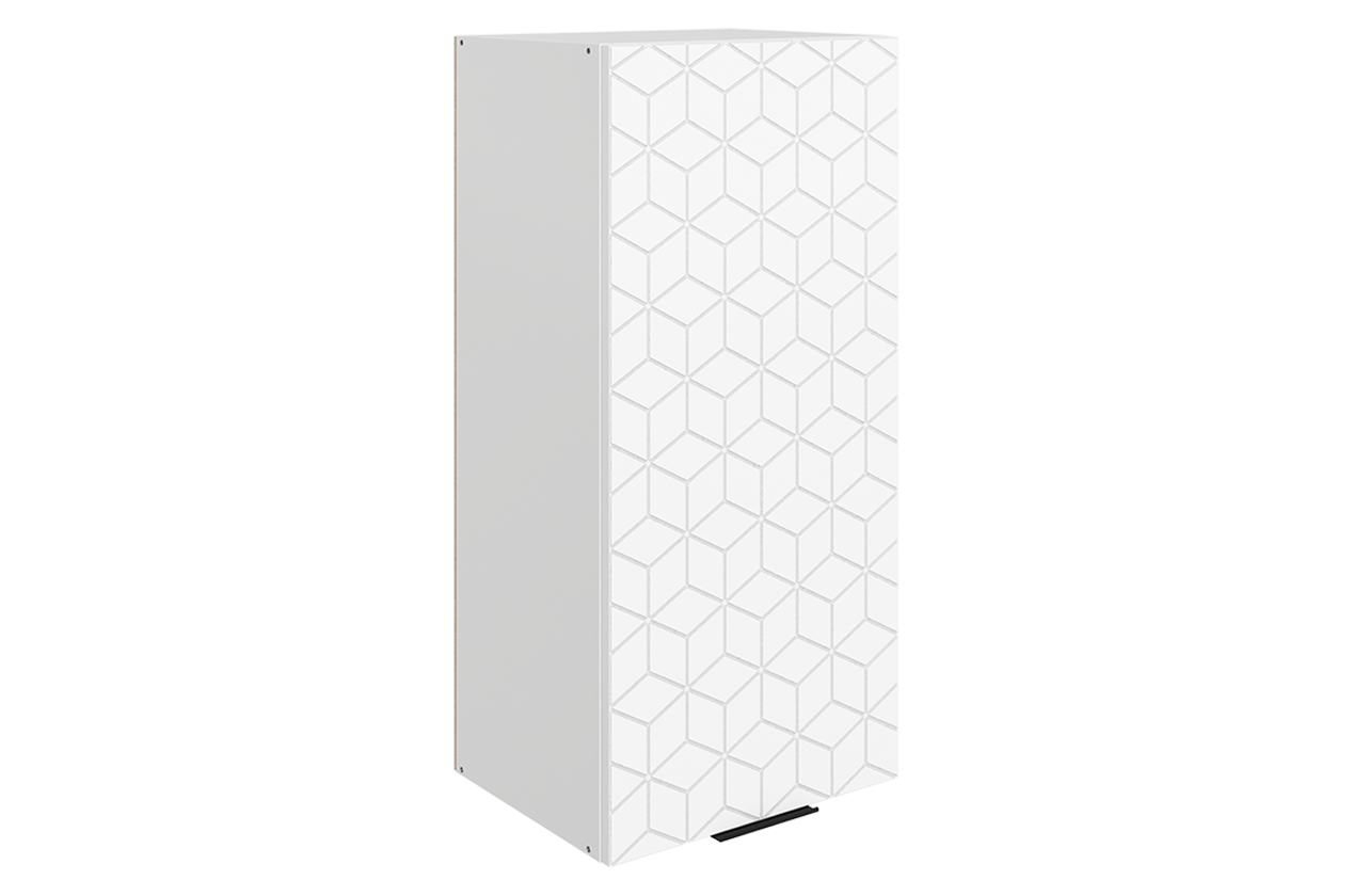 Стоун Шкаф навесной L400 Н900 (1 дв. гл.) с фрезеровкой (белый/джелато софттач)