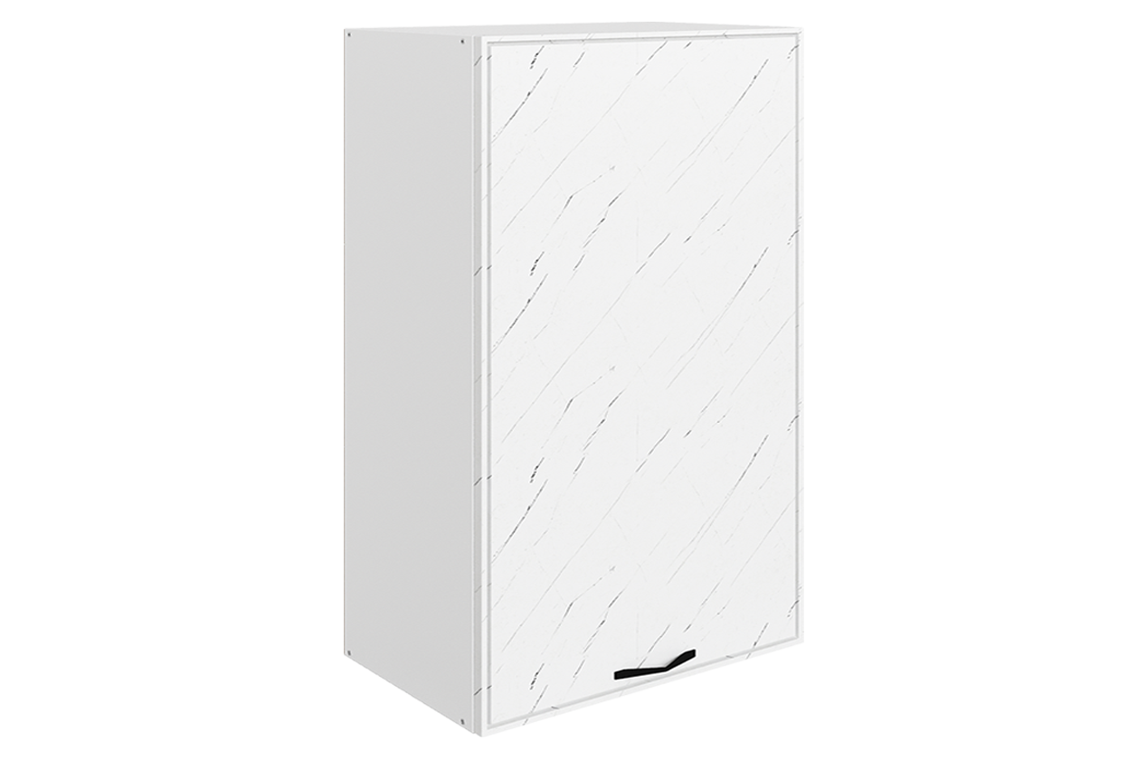 Монако Шкаф навесной L500 Н900 (1 дв. гл.) (белый/мрамор пилатус матовый)