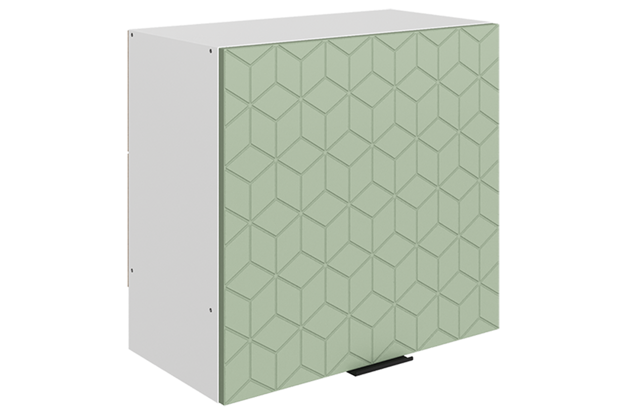 Стоун Шкаф навесной под вытяжку L600 Н566 (1 дв. гл.) с фрезеровкой (белый/полынь софттач)