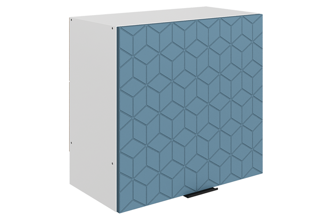 Стоун Шкаф навесной под вытяжку L600 Н566 (1 дв. гл.) с фрезеровкой (белый/изумруд софттач)