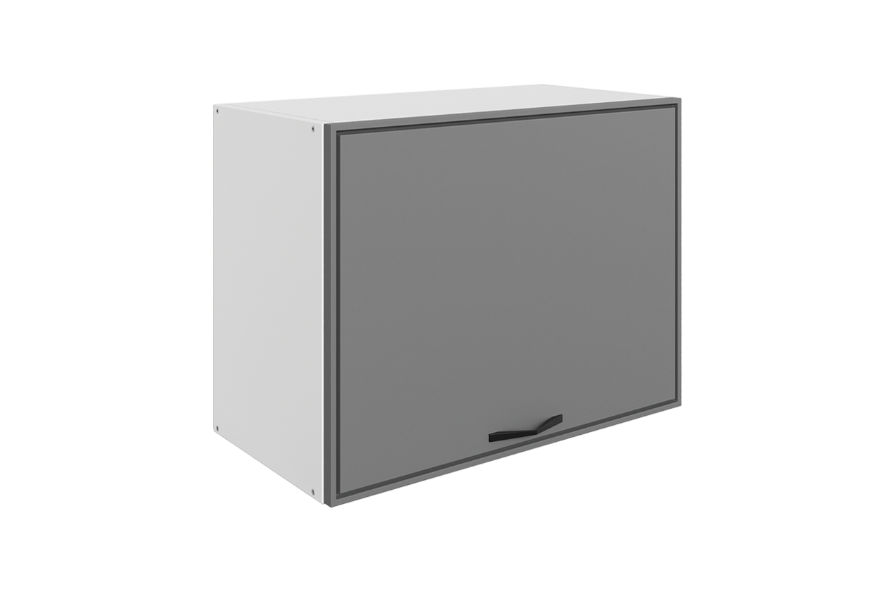 Монако Шкаф навесной L600 Н450 (1 дв. гл. гориз.) (белый/графит матовый)