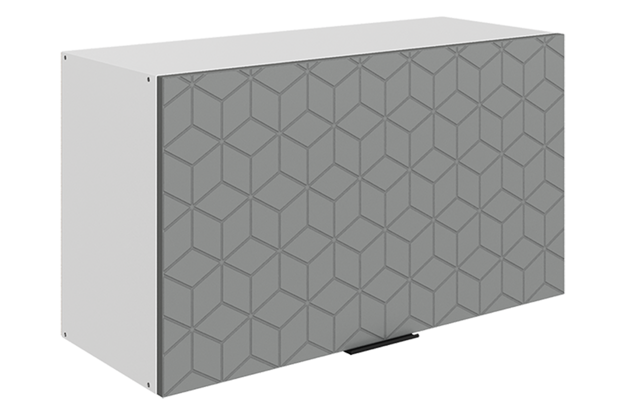 Стоун Шкаф навесной L800 Н450 (1 дв. гл. гориз.) с фрезеровкой (белый/оникс софттач)