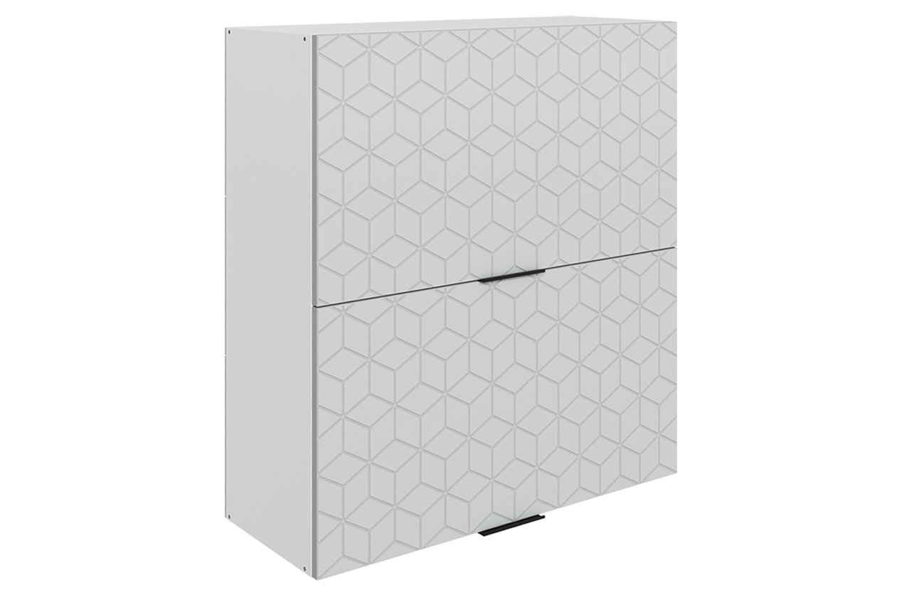 Стоун Шкаф навесной L800 Н900 (2 дв. гл. гориз.) с фрезеровкой (белый/лайт грей софттач)