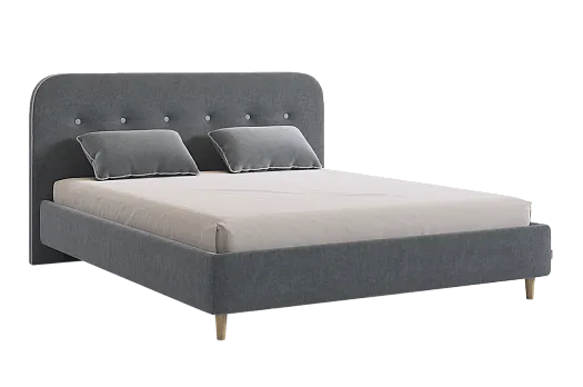 Кровать с основанием Лео 160х200 см (графит (велюр)/галька (велюр))