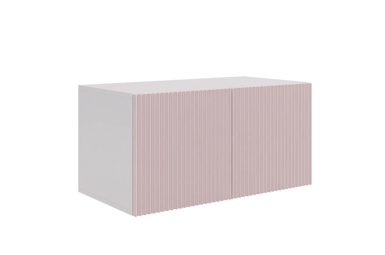Зефир Антресоль двухдверная 118.01 (белое дерево/пудра розовая (эмаль))