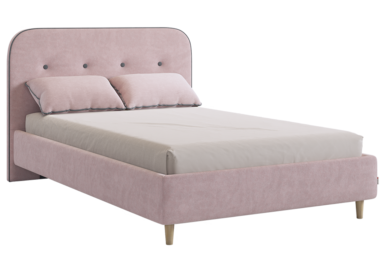 Кровать с основанием Лео 120х200 см (нежно-розовый (велюр)/графит (велюр))