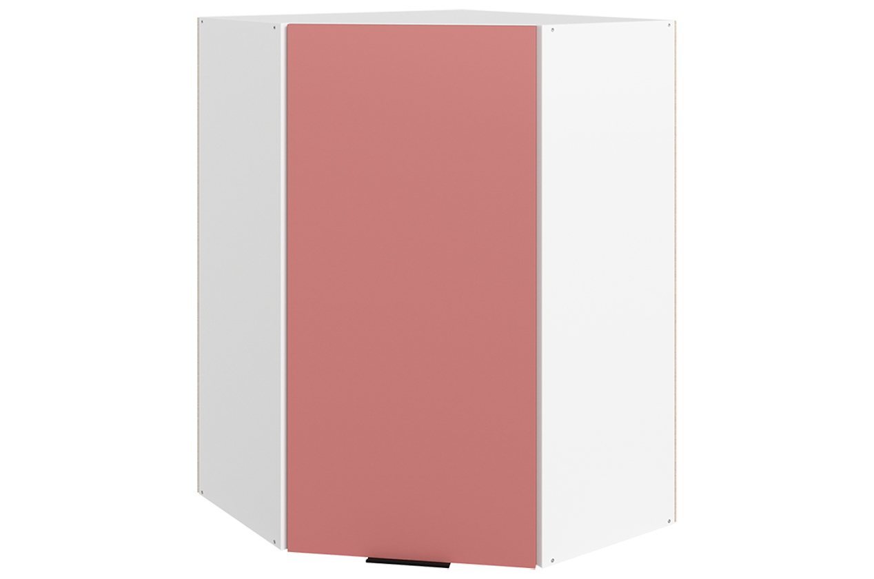 Стоун Шкаф навесной угл. L600х600 Н900 (1 дв. гл.) (белый/берри софттач)