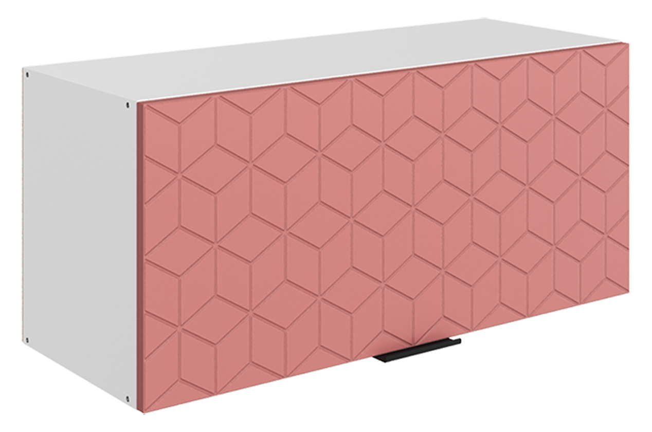 Стоун Шкаф навесной L800 Н360 (1 дв. гл.) с фрезеровкой (белый/берри софттач)