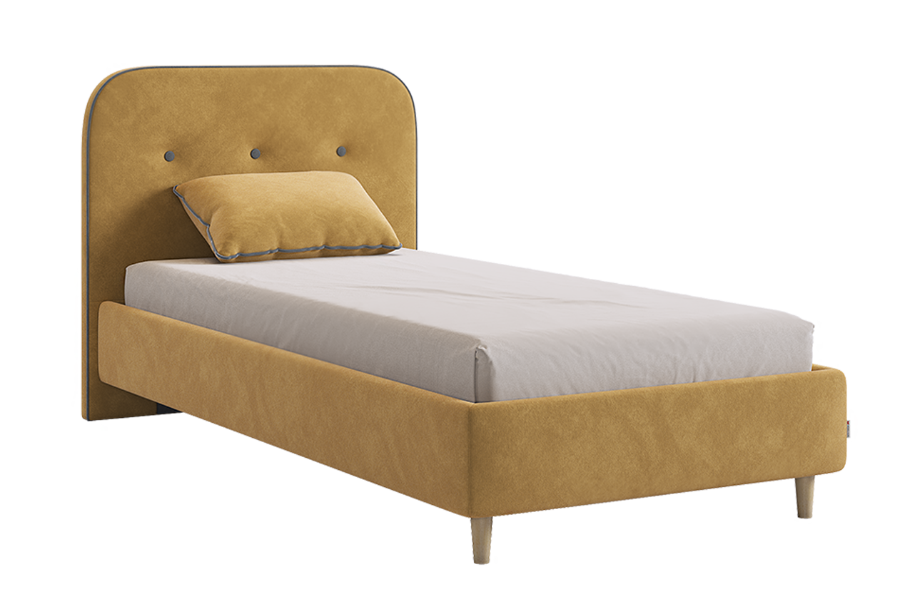 Кровать с основанием Лео 90х200 см (медовый (велюр)/графит (велюр))