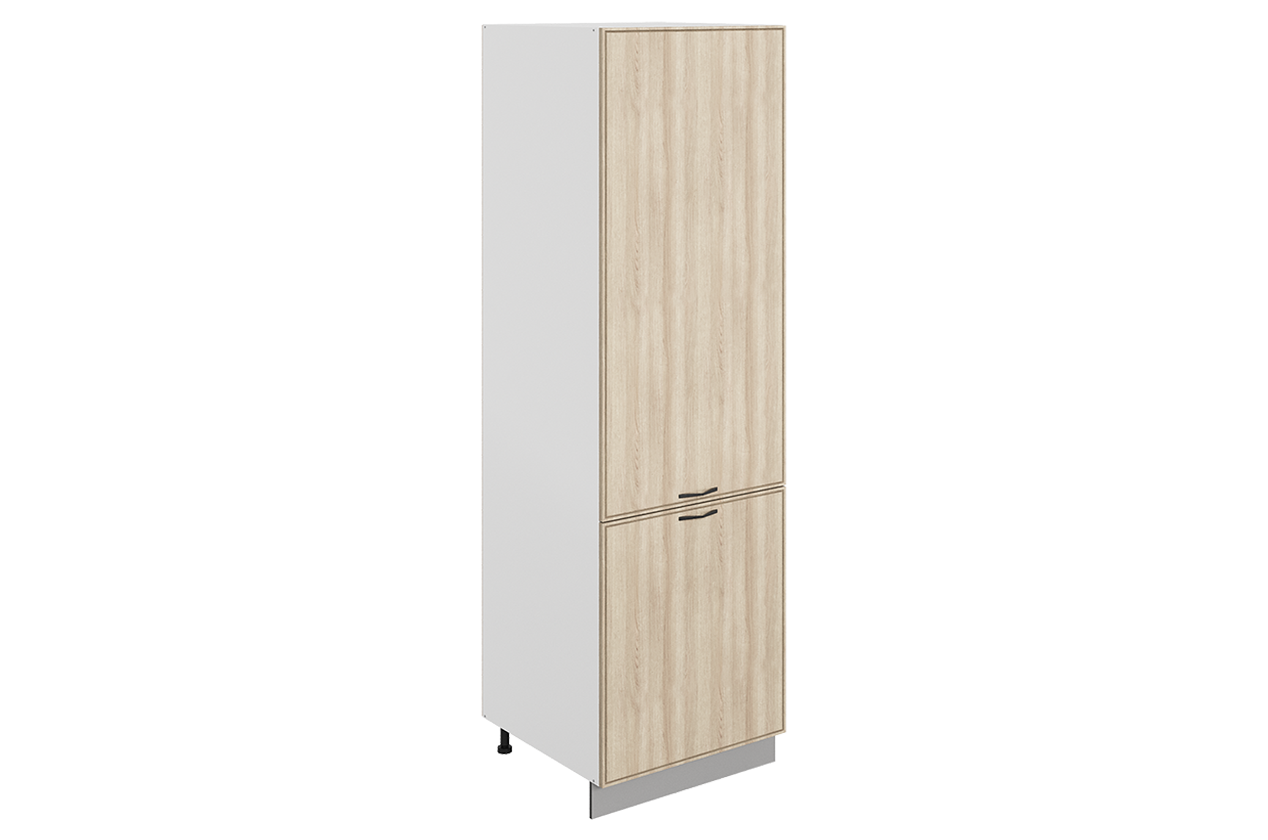 Монако Шкаф-пенал L600 под холодильник (2 дв. гл.) (белый/кешью матовый)