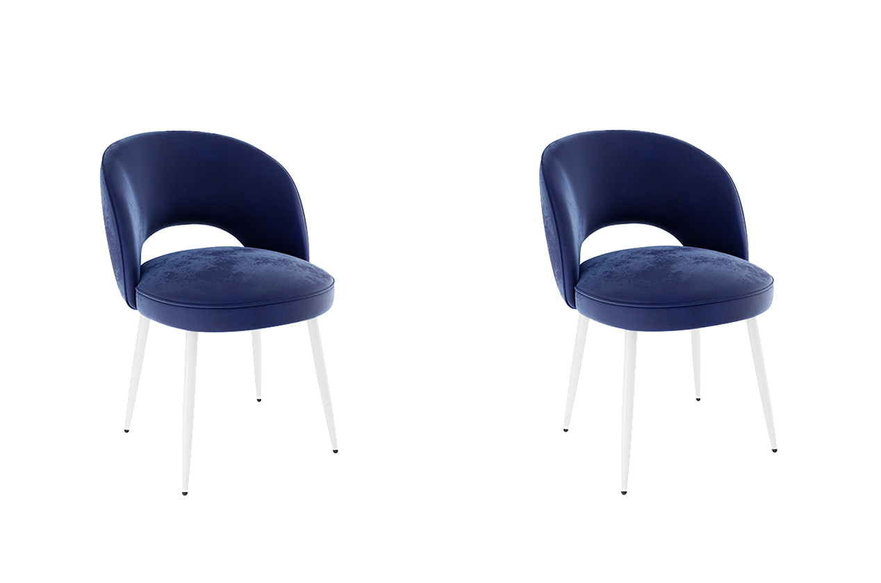 Набор стульев Моли (2 шт.) (синий (велюр)/белый)