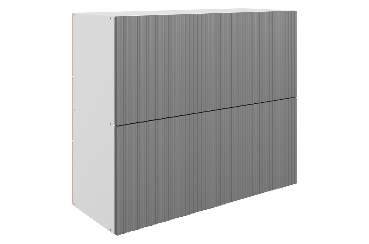 Марта Шкаф навесной L800 Н720 (2 дв. гл. гориз.) (белый/графит матовый)