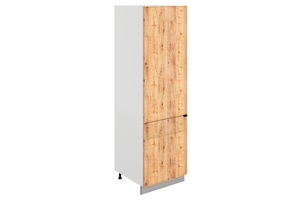 Бариста Шкаф-пенал 2 L600 Н2141 (2 дв. гл.) (левый) (белый/дуб европейский матовый)