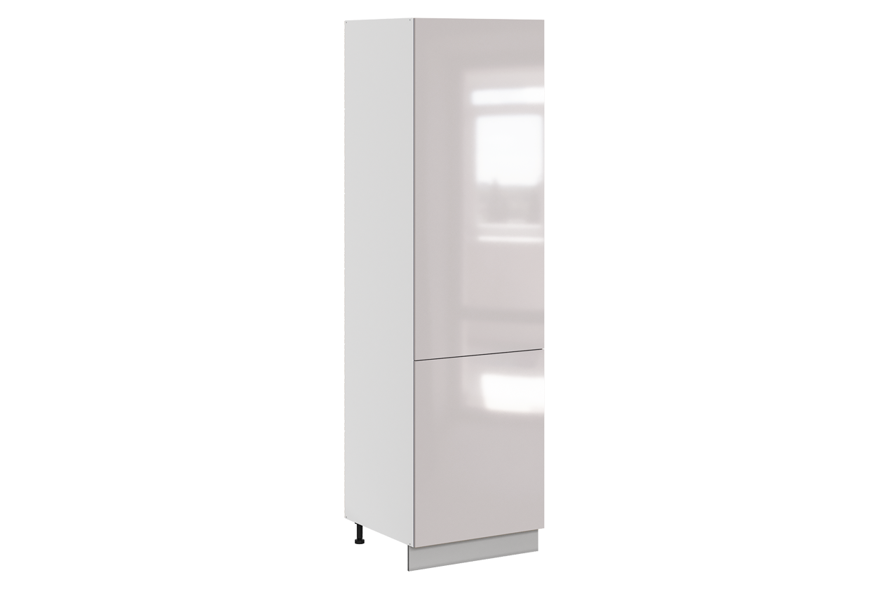 Кристи Шкаф-пенал 2 L600 H2141 (2 дв. гл.) (эмаль) (белый/дымчатый глянец)