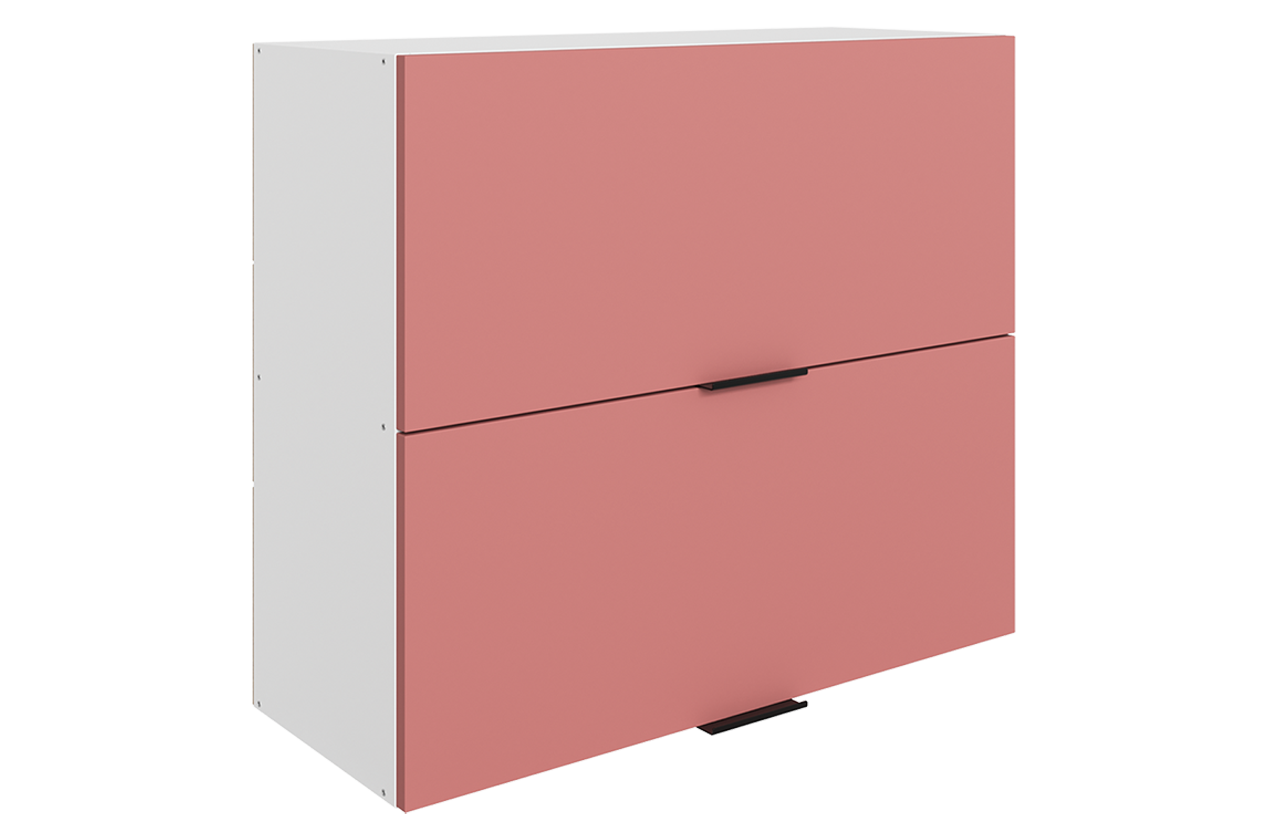 Стоун Шкаф навесной L800 Н720 (2 дв. гл. гориз.) (белый/берри софттач)