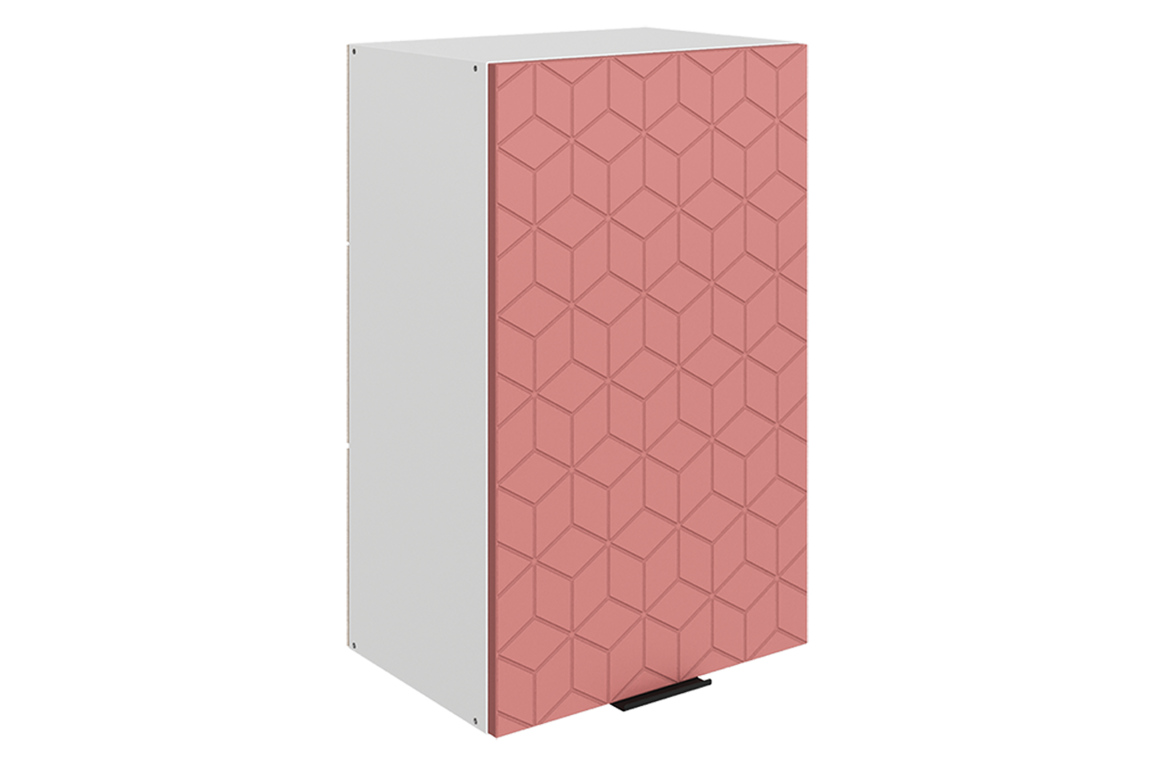 Стоун Шкаф навесной L450 Н720 (1 дв. гл.) с фрезеровкой (белый/берри софттач)