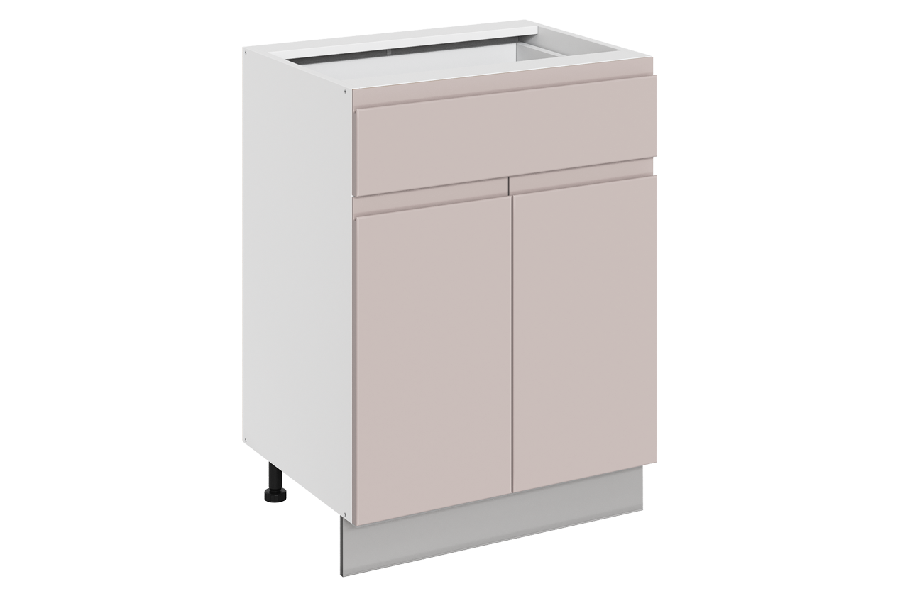 Фьюжн Шкаф рабочий L600 B500 Слим (2 дв.гл. 1 ящ.) (эмаль) (белый/кофейный)