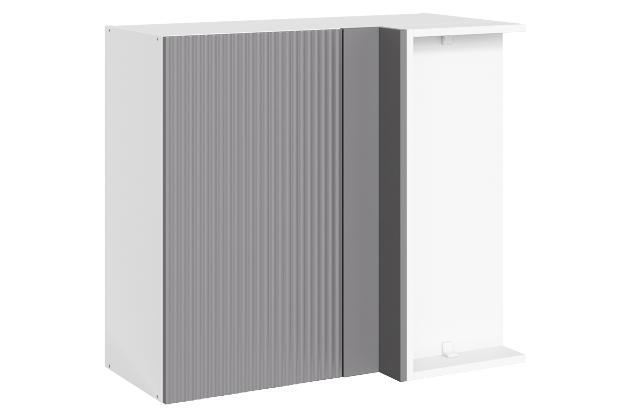 Стефани Шкаф навесной угл. L800х400 Н720 (1 дв. гл.) (эмаль) (белый/серый)