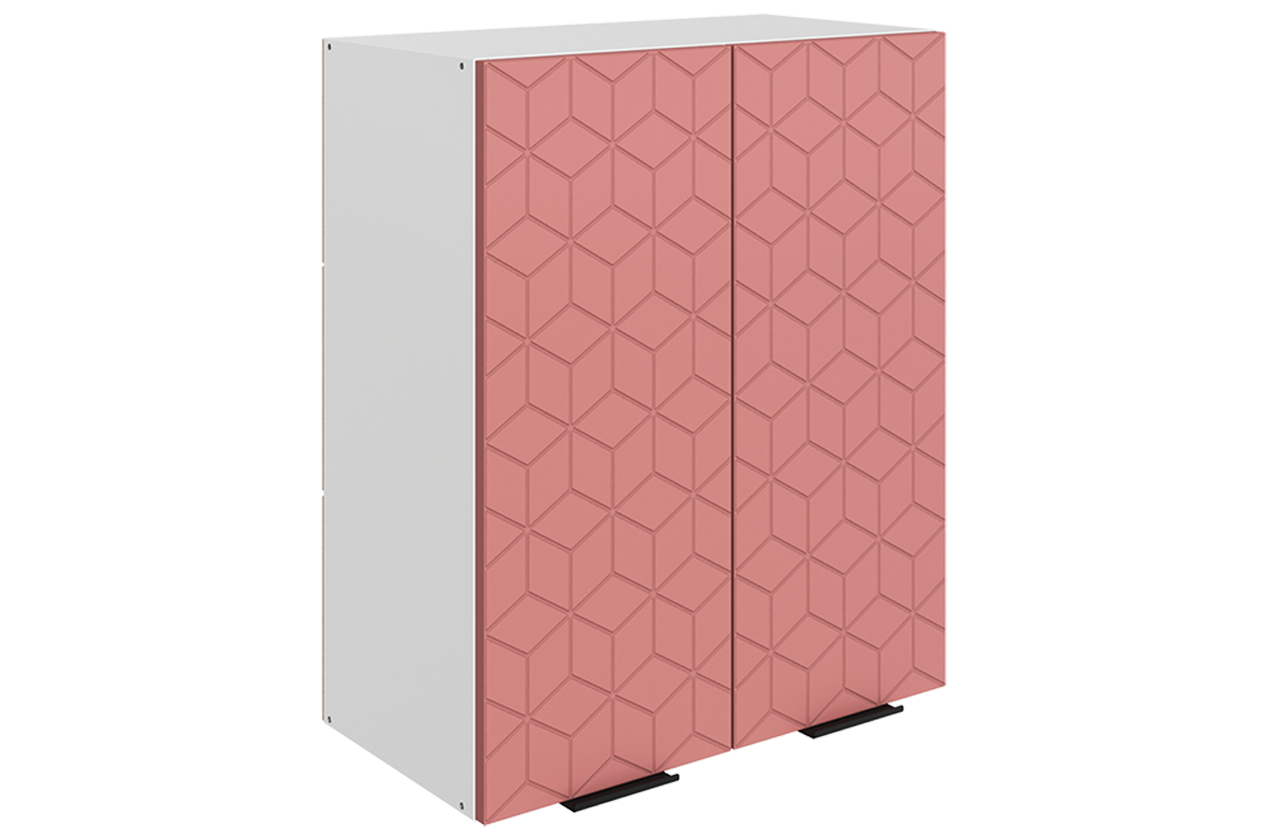 Стоун Шкаф навесной L600 Н720 (2 дв. гл.) с фрезеровкой (белый/берри софттач)