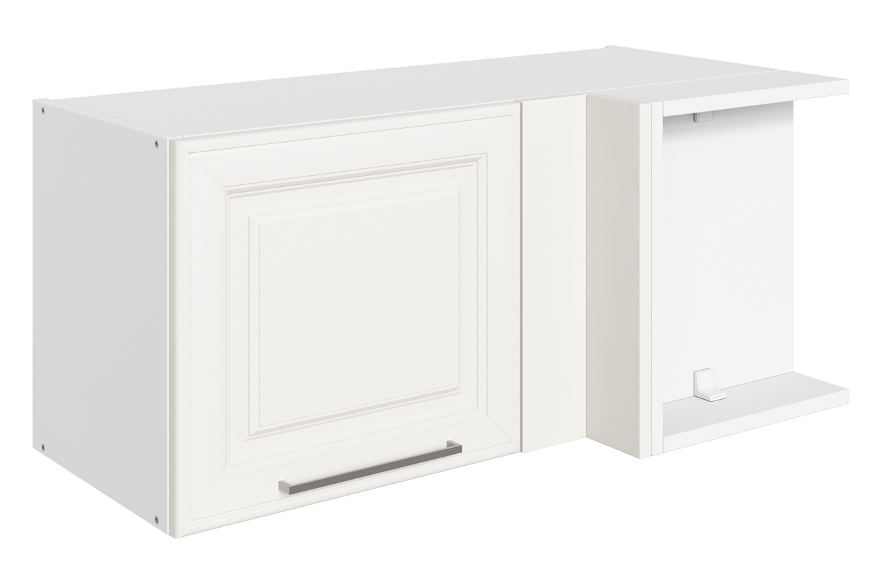 Мишель Шкаф навесной угл. L800х400 H360 (1 дв. гориз.) (эмаль) (белый/белый)