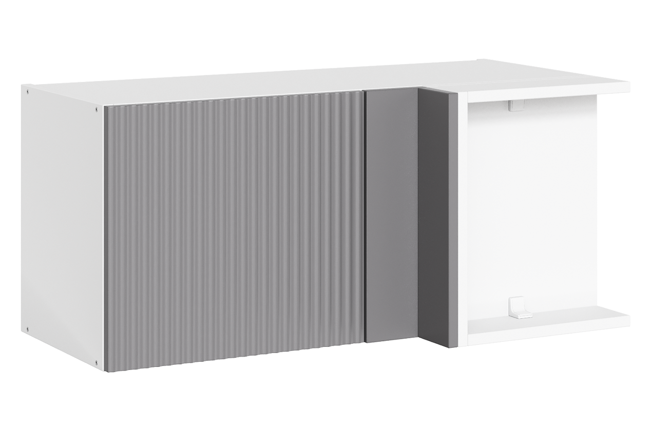 Стефани Шкаф навесной угл. L800х400 H360 (1 дв. гориз.) (эмаль) (белый/серый)
