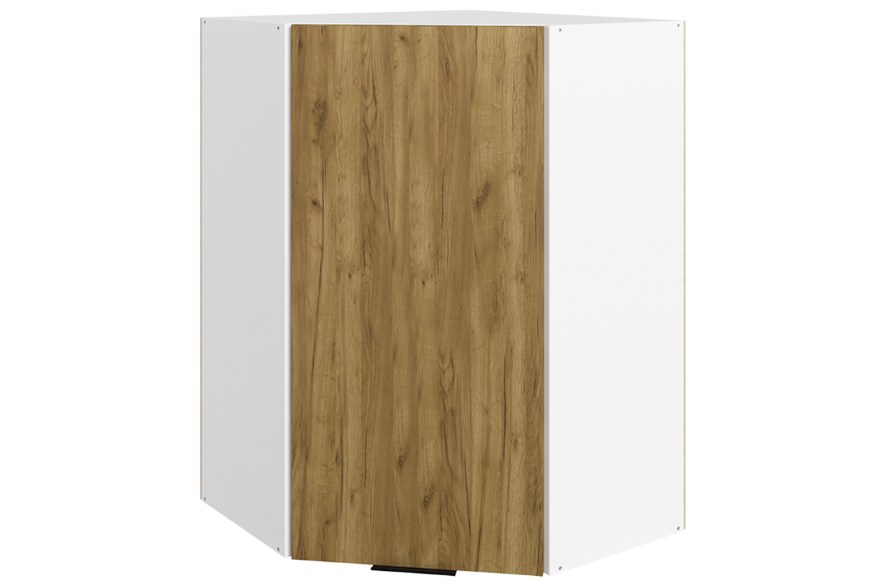 Стоун Шкаф навесной угл. L600х600 Н900 (1 дв. гл.) (белый/акация светлая)