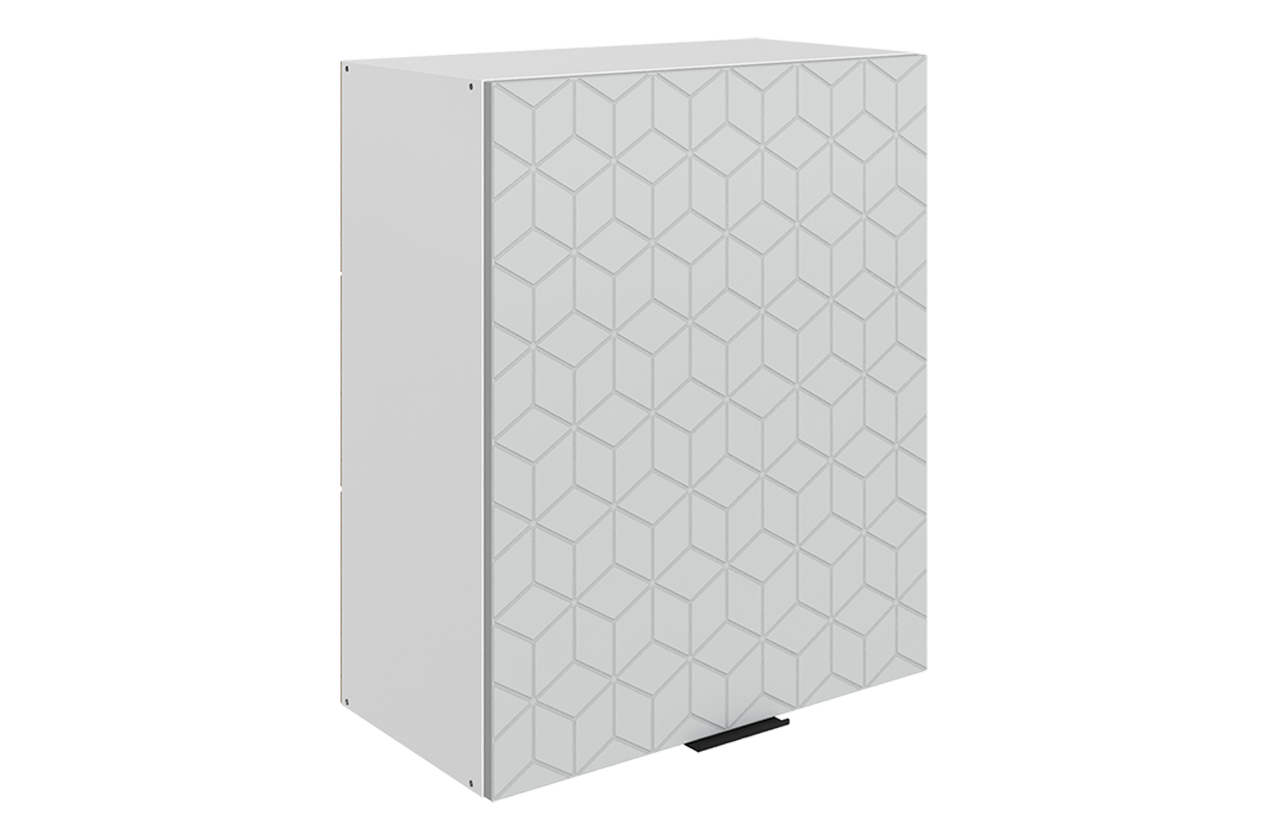 Стоун Шкаф навесной L600 Н720 (1 дв. гл.) с фрезеровкой (белый/лайт грей софттач)