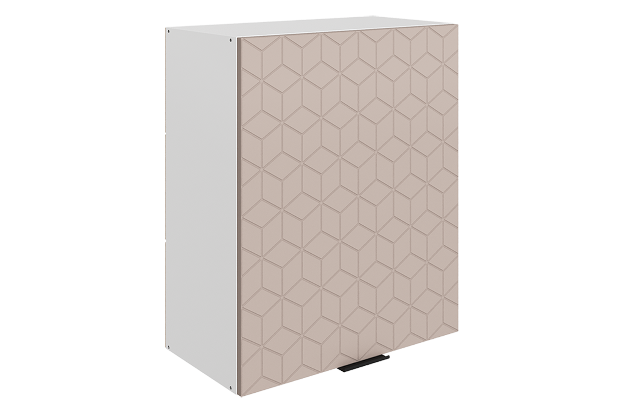 Стоун Шкаф навесной L600 Н720 (1 дв. гл.) с фрезеровкой (белый/грей софттач)