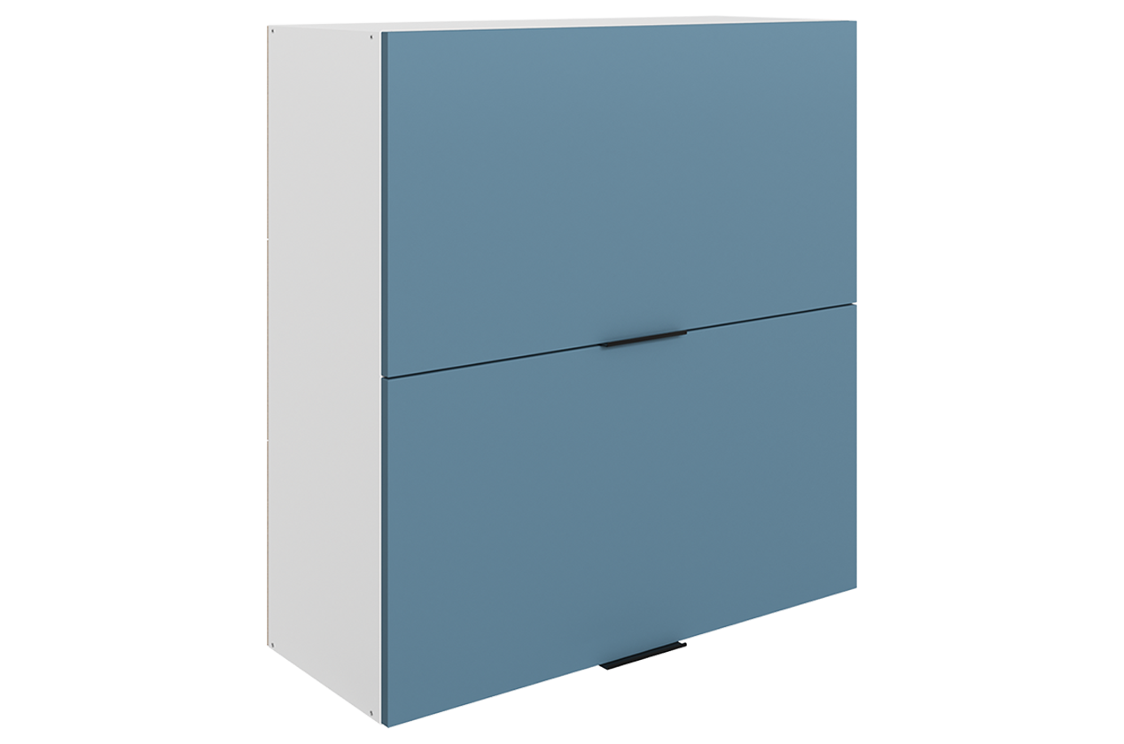 Стоун Шкаф навесной L800 Н900 (2 дв. гл. гориз.) (белый/изумруд софттач)