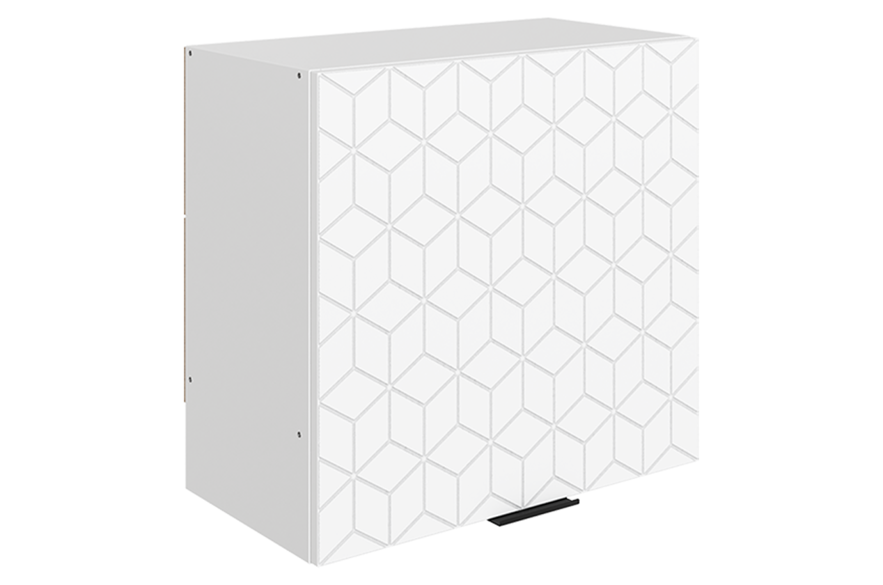 Стоун Шкаф навесной под вытяжку L600 Н566 (1 дв. гл.) с фрезеровкой (белый/джелато софттач)