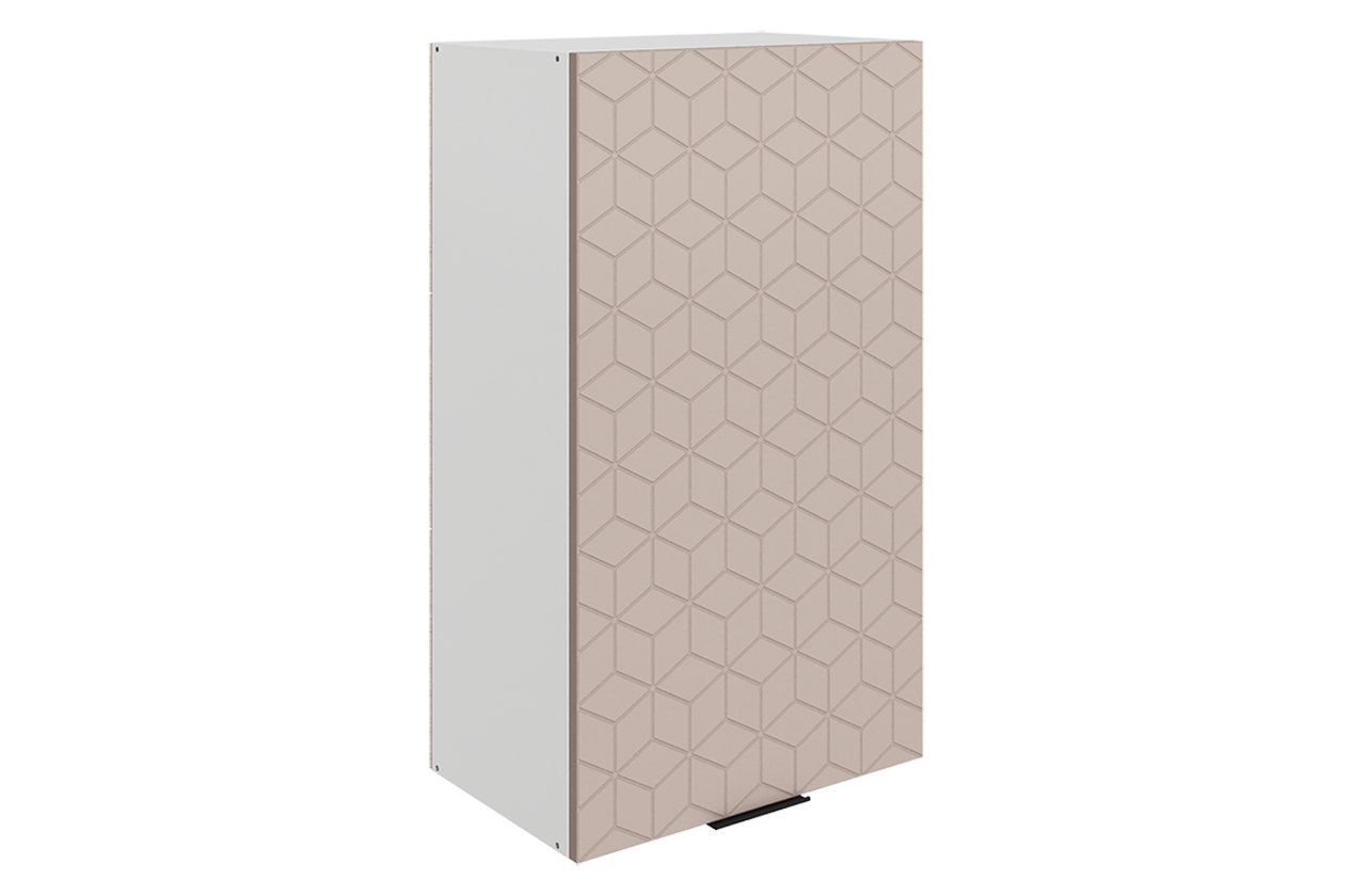 Стоун Шкаф навесной L500 Н900 (1 дв. гл.) с фрезеровкой (белый/грей софттач)