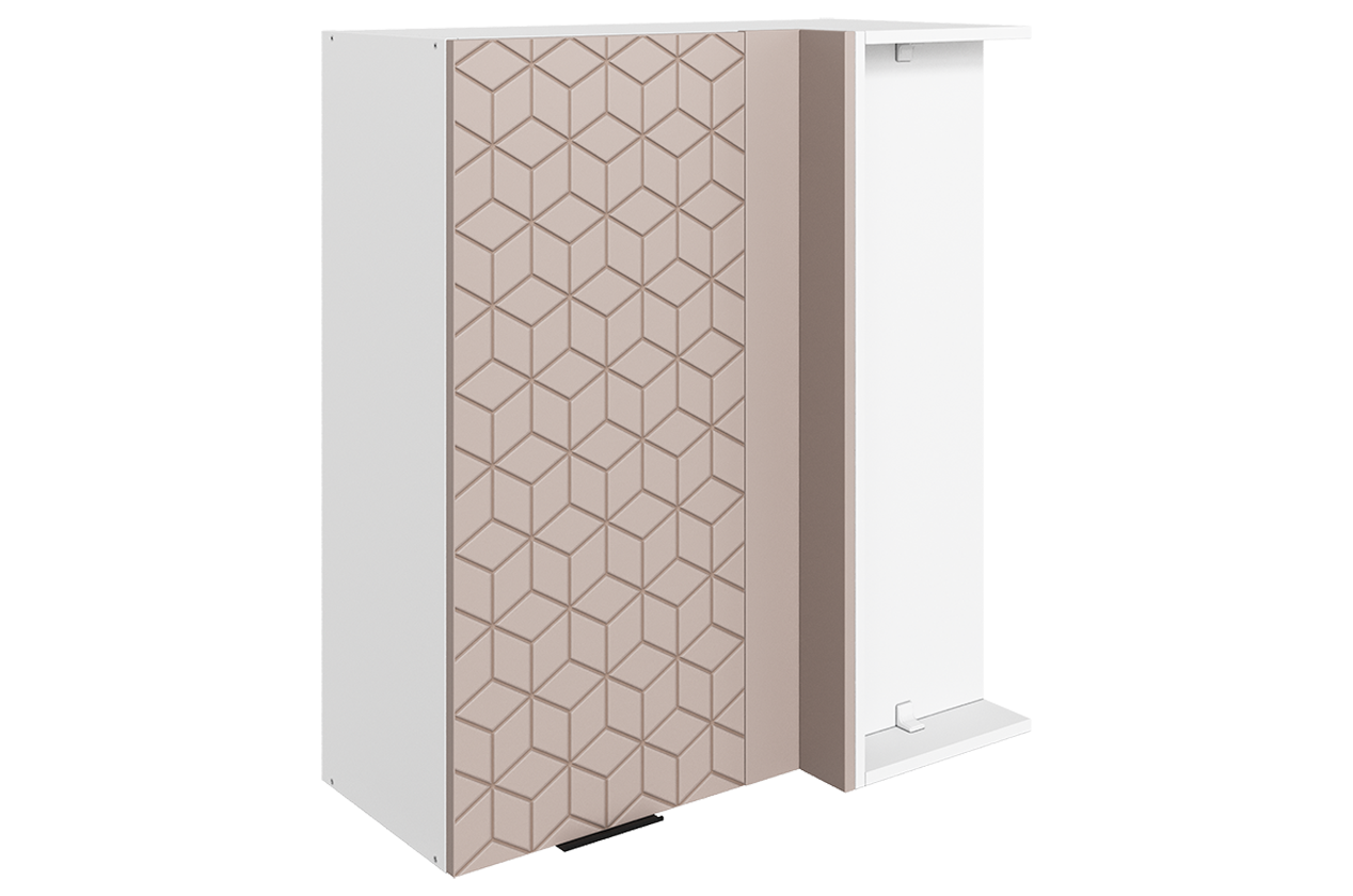 Стоун Шкаф навесной угл. L800x400 Н900 (1 дв. гл.) с фрезеровкой (белый/грей софттач)