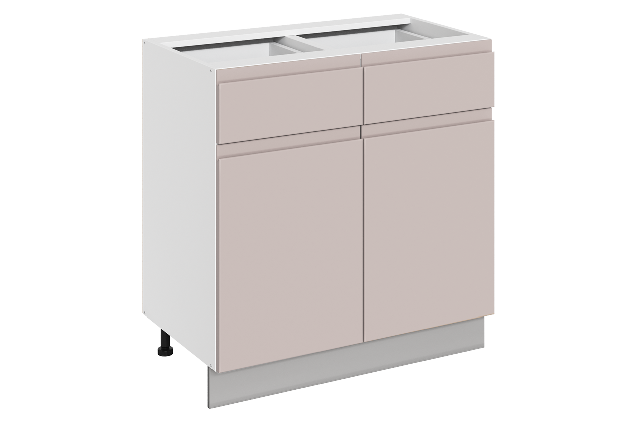 Фьюжн Шкаф рабочий L800 B500 Слим (2 дв.гл. 2 ящ.) (эмаль) (белый/кофейный)