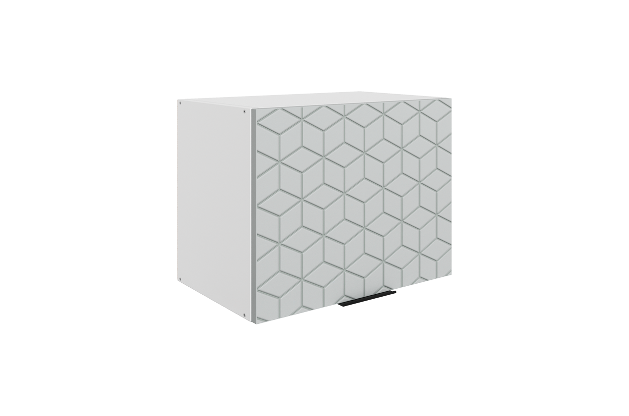 Стоун Шкаф навесной L500 H450 (1 дв. гл. гориз.) с фрезеровкой (белый/лайт грей софттач)