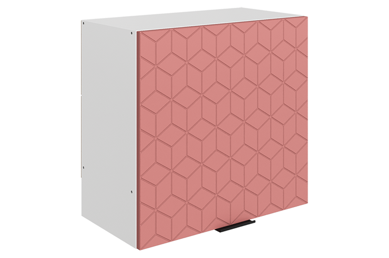 Стоун Шкаф навесной под вытяжку L600 Н566 (1 дв. гл.) с фрезеровкой (белый/берри софттач)