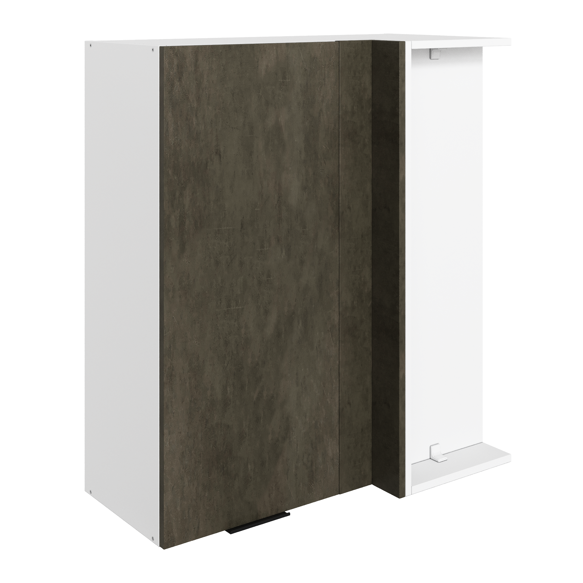 Стоун Шкаф навесной угл. L800x400 Н900 (1 дв. гл.) (белый/камень темно-серый)