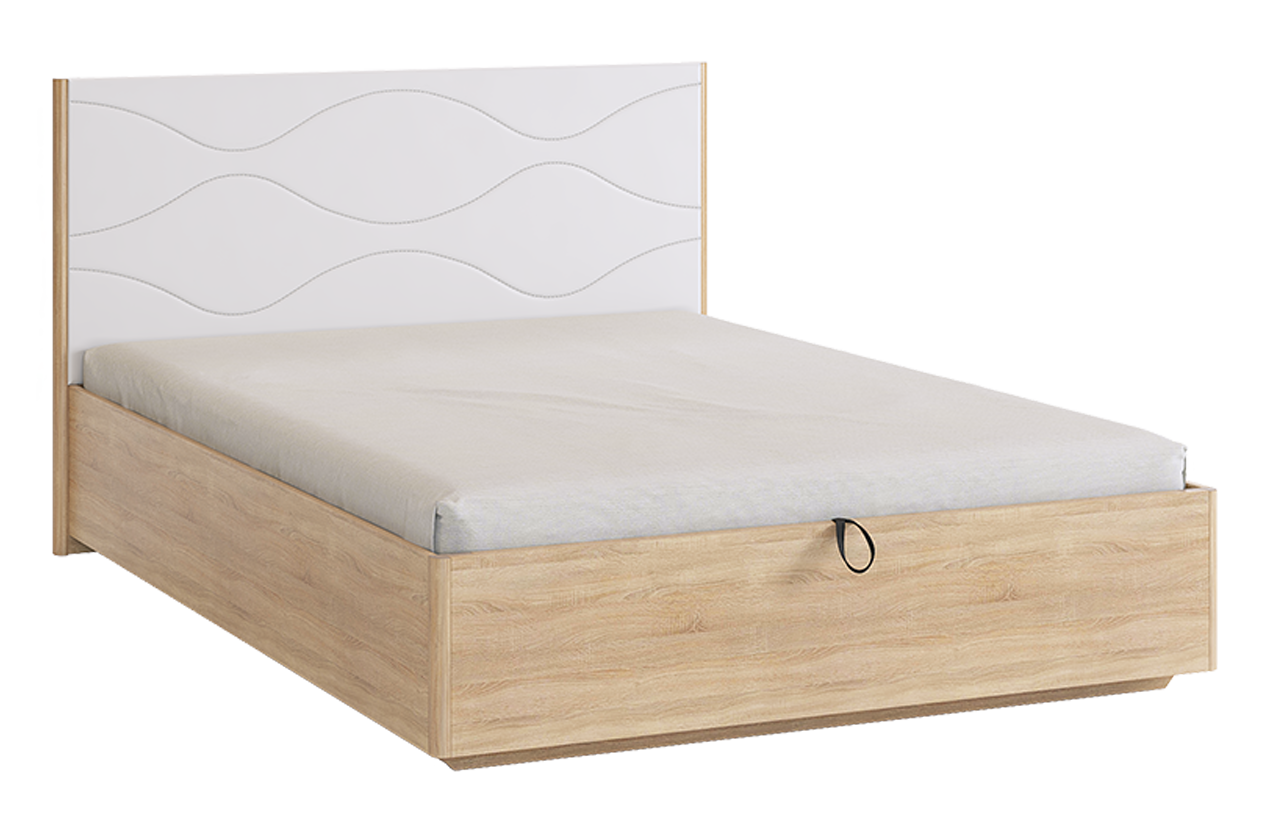 Зара Кровать с подъемным механизмом Люкс 140х200 см (дуб сонома/белый)