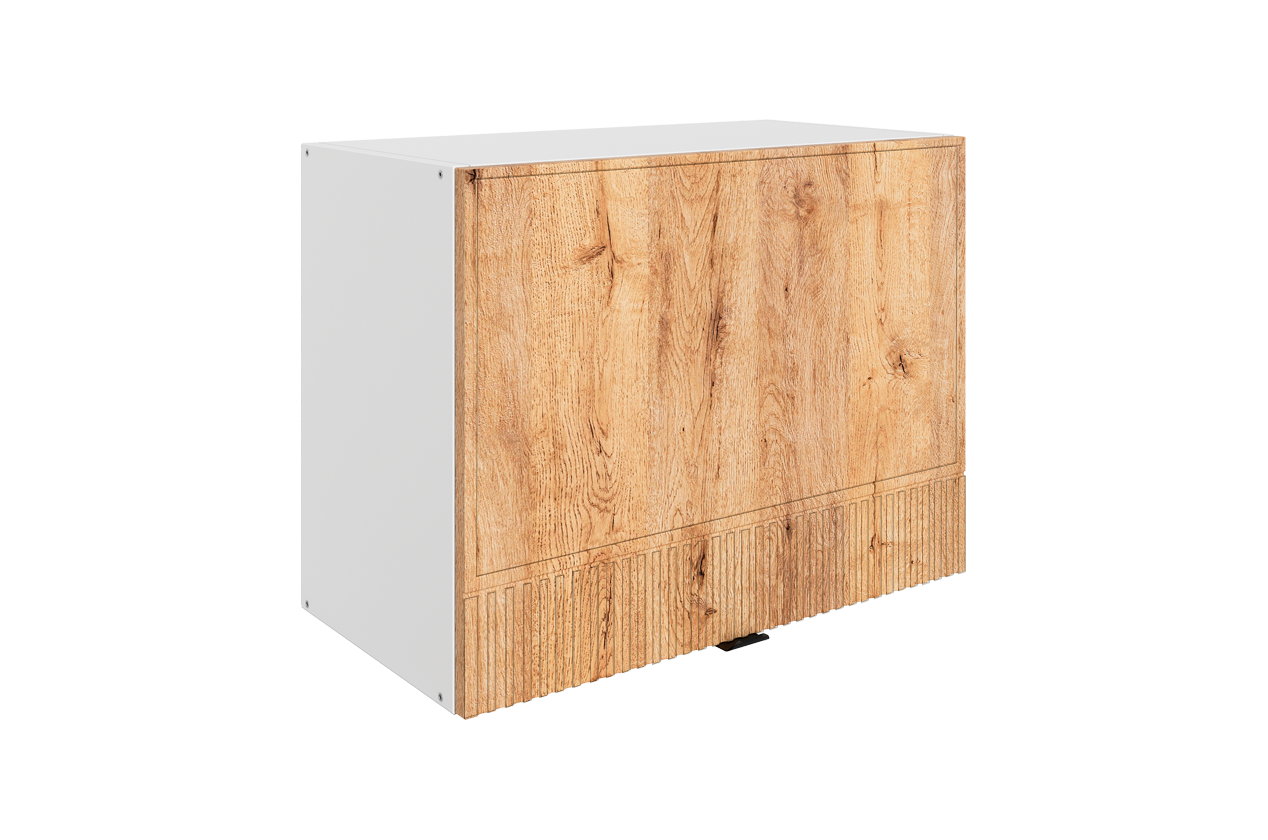 Бариста Шкаф навесной L600 Н450 (1 дв. гл. гориз.) (белый/дуб европейский матовый)