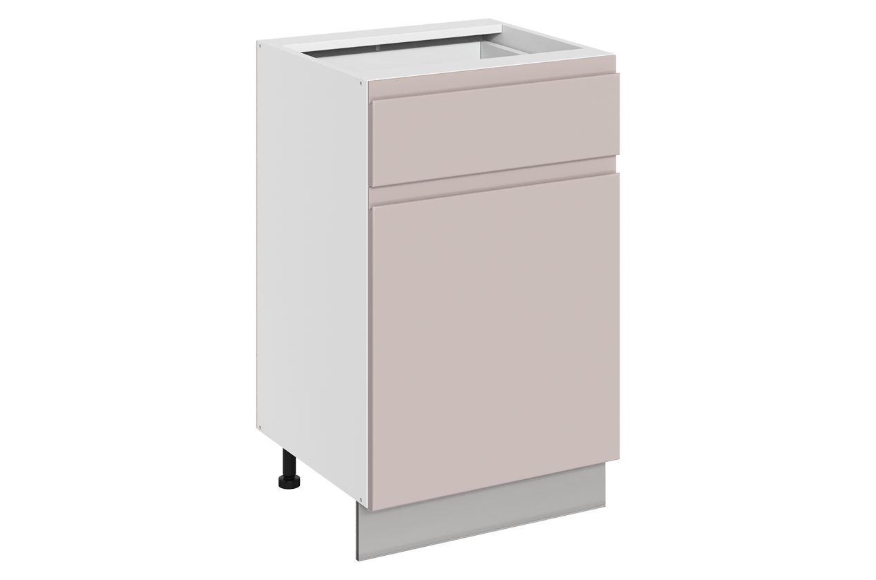 Фьюжн Шкаф рабочий L500 B500 Слим (1 дв.гл. 1 ящ.) (правый) (эмаль) (белый/кофейный)