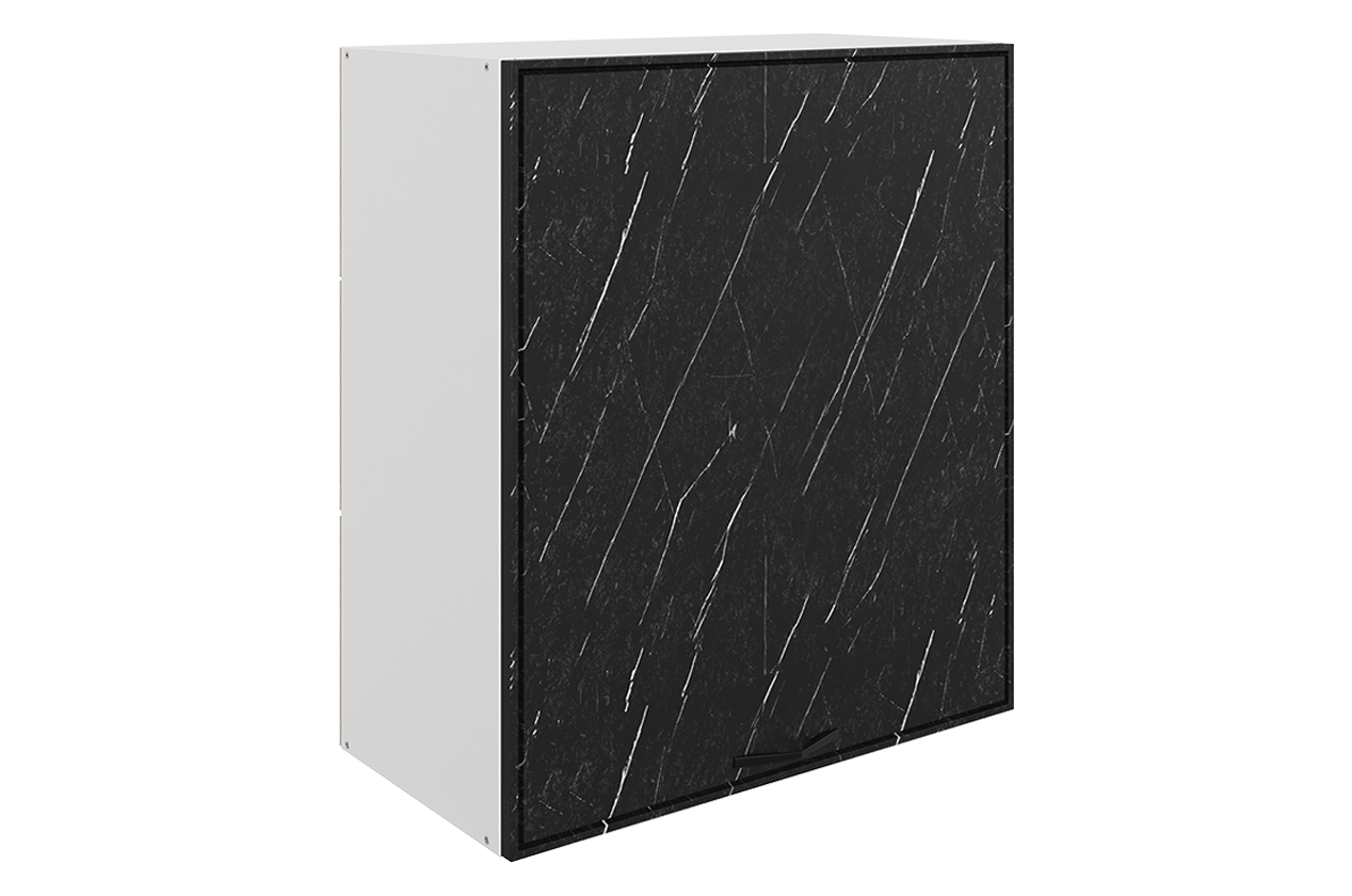 Монако Шкаф навесной L600 Н720 (1 дв. гл.) (белый/мрамор блэкберн матовый)