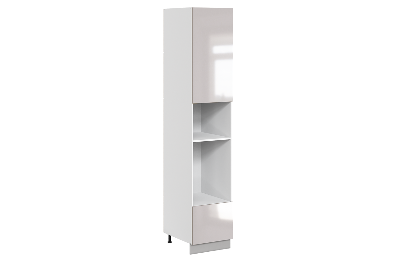 Кристи Шкаф-пенал 3 L450 H2321 Старт (1 дв. гл. 1 ящ.) (эмаль) (белый/дымчатый глянец)