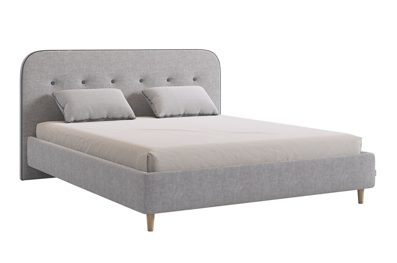 Кровать с основанием Лео 160х200 см (галька (велюр)/графит (велюр))