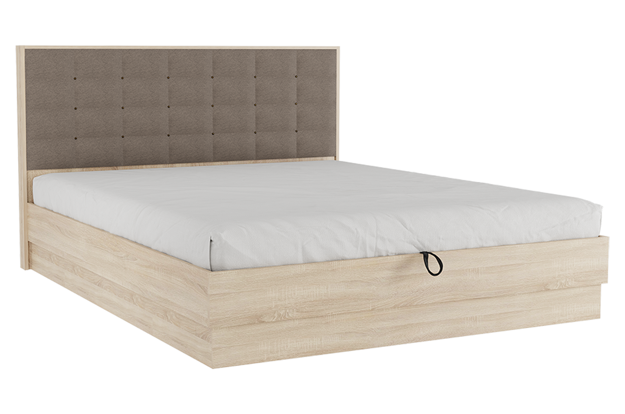 Кровать с подъемным механизмом Николь 160х200 см (дуб сонома/какао (рогожка))