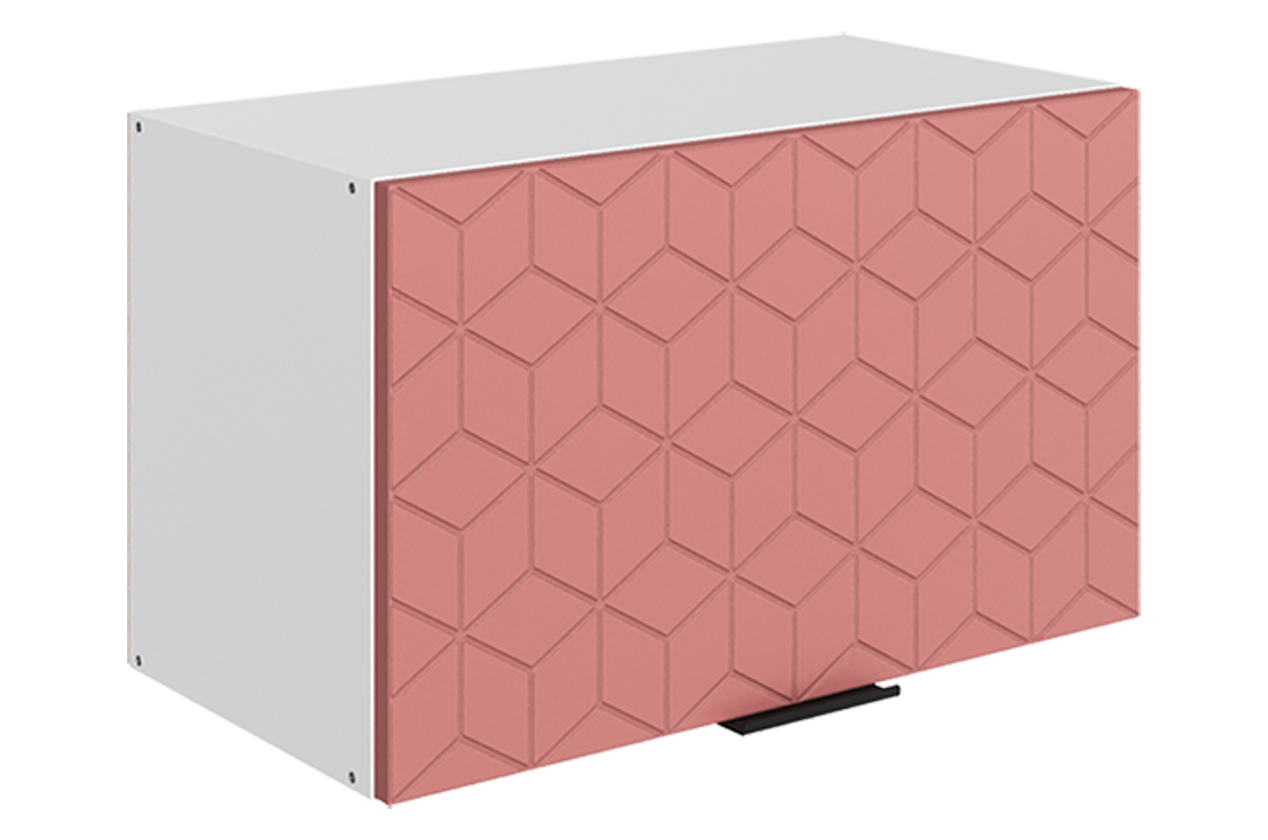 Стоун Шкаф навесной L600 Н360 (1 дв. гл.) с фрезеровкой (белый/берри софттач)
