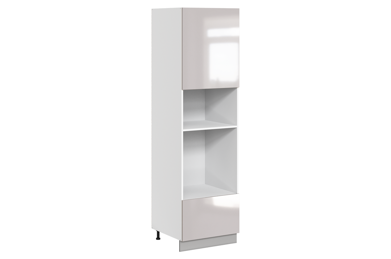 Кристи Шкаф-пенал 3 L600 H2141 Старт (1 дв. гл. 1 ящ.) (эмаль) (белый/дымчатый глянец)