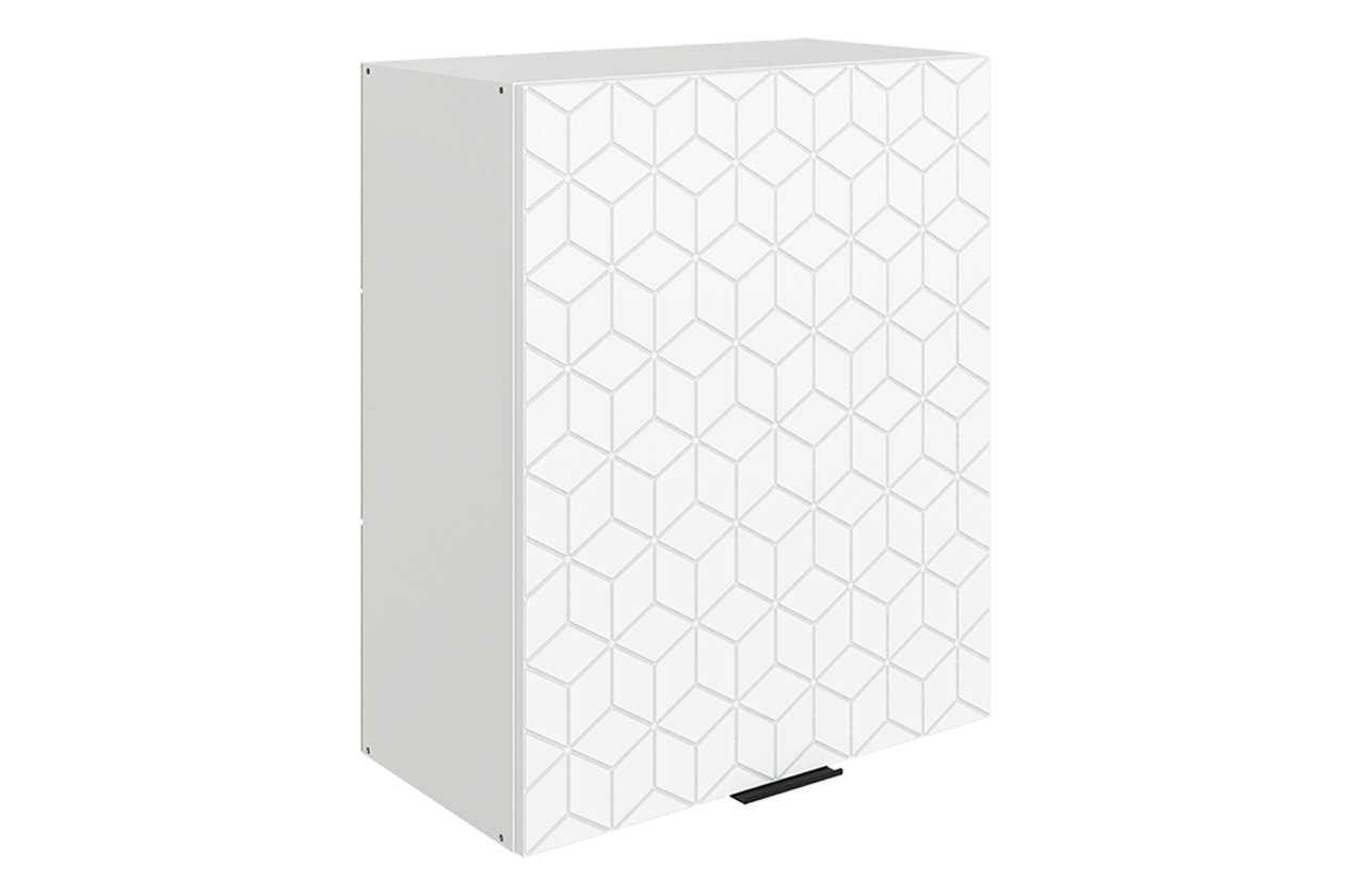 Стоун Шкаф навесной L600 Н720 (1 дв. гл.) с фрезеровкой (белый/джелато софттач)