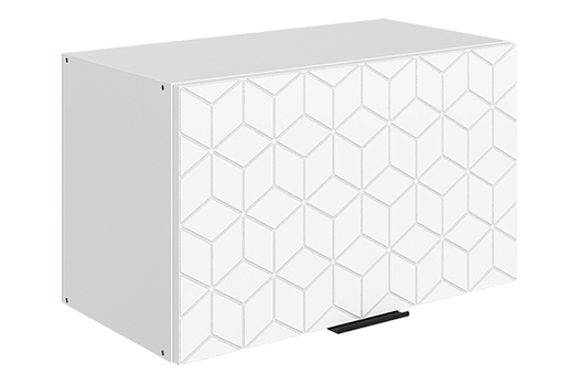 Стоун Шкаф навесной L600 Н360 (1 дв. гл.) с фрезеровкой (белый/джелато софттач)